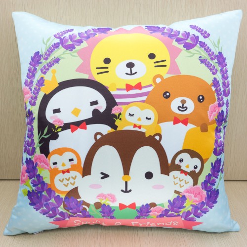 Squly 靠墊/咕臣/軟墊/抱枕 (藍背景花圈)