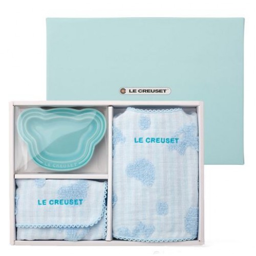 【Le Creuset baby】日系寶寶用餐套裝禮盒(粉藍)